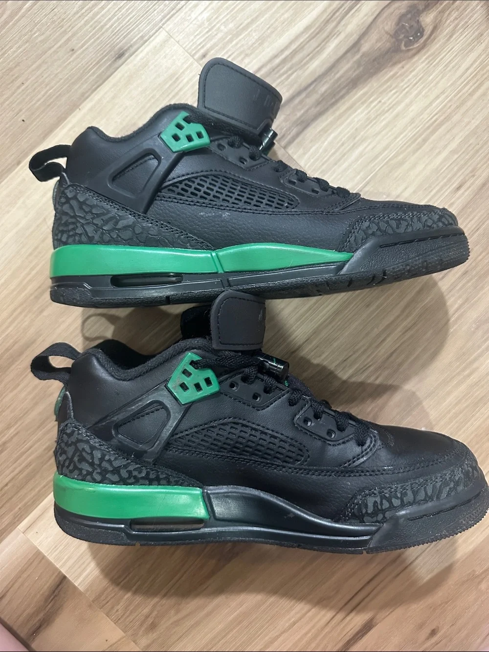 Jordan Kids Black and Green High-Top Sneakers